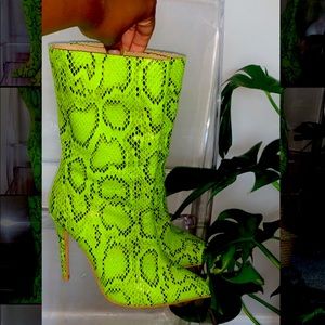 Lime Green Snake Skin Boot